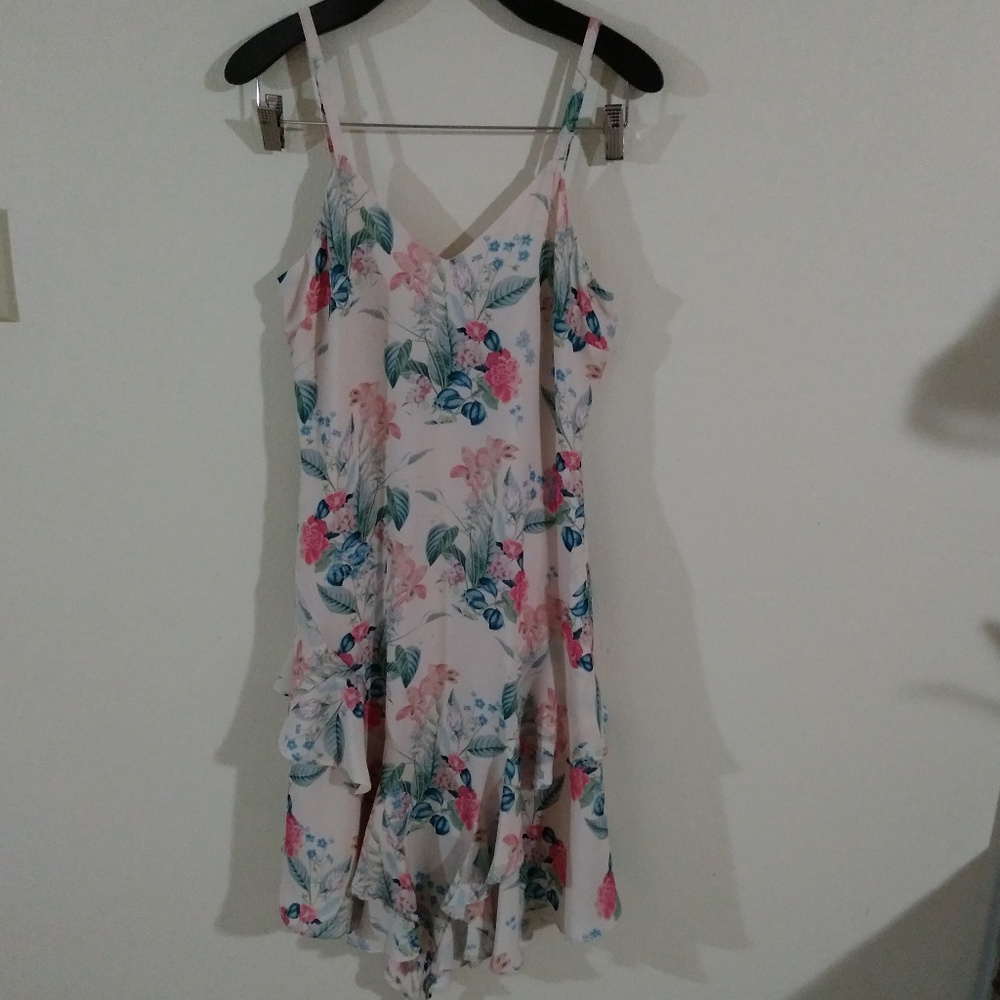 Parker Patterned Ruffled Hi-Lo Dress Mellow, Sz S - Picture 1 of 8
